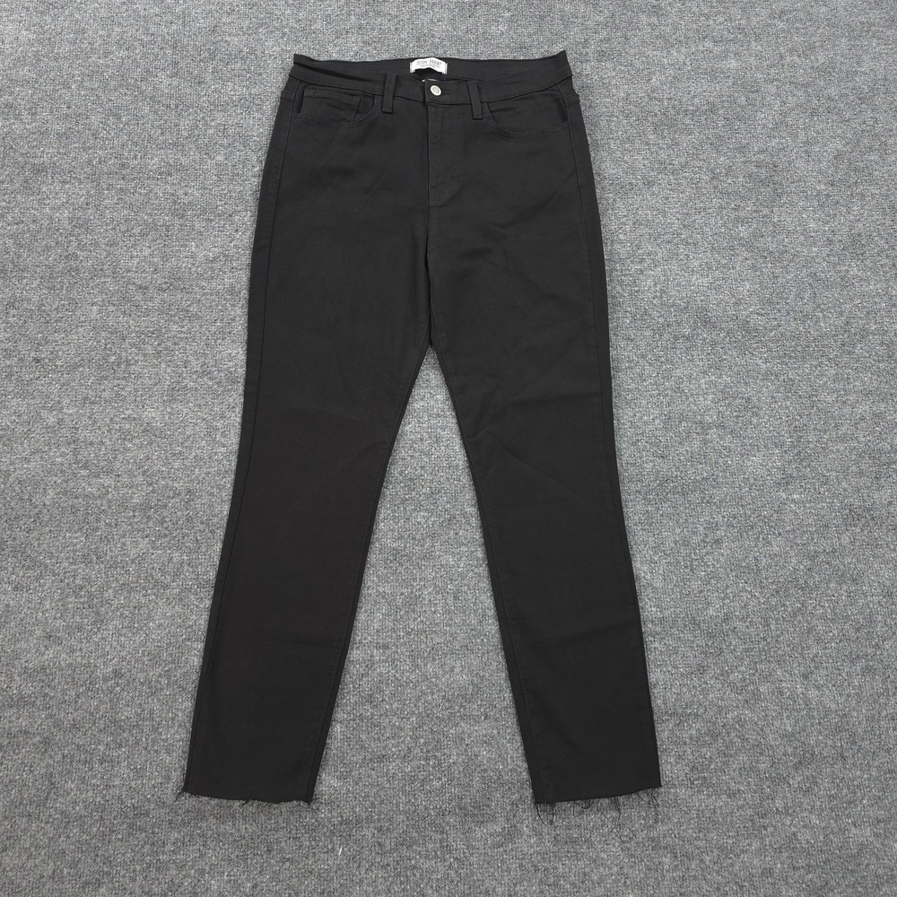 Judy Blue Jeans Womens 13/31 Black Midโ Rise Skinny Raw Hem Stretch Denim